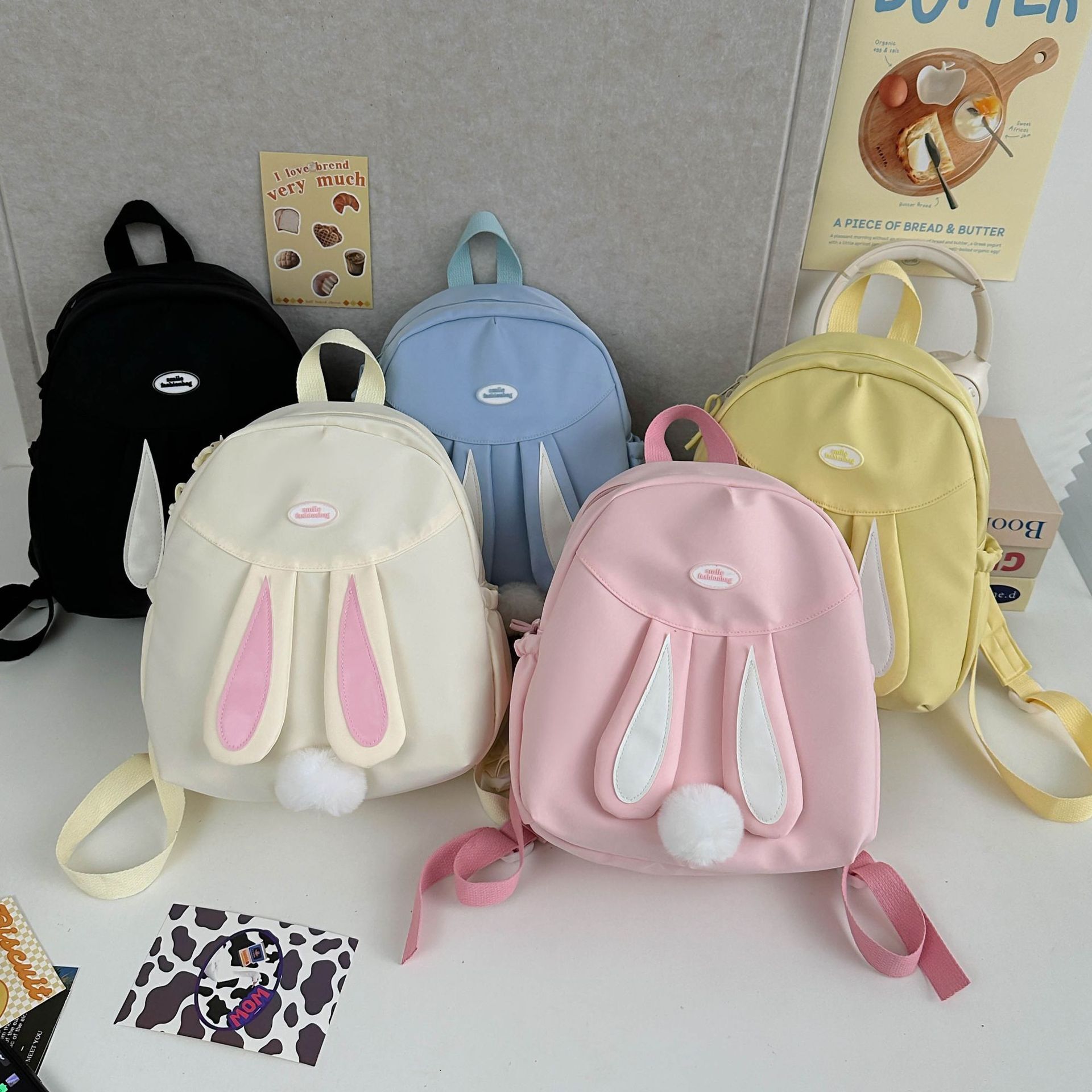 2025 Autumn New Unisex Style Backpack For Couples Ladies Fresh Style Student Rabbit Ear Cartoon Backpack Autumn New Designer Bag