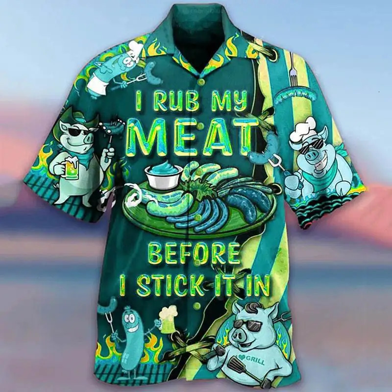 2024 Summer Mens Beach Shirt Cartoon Fruit 3D Printed Cuban Collar Short Sleeve Hawaiian Vacation Top Large Size Affordable 250804