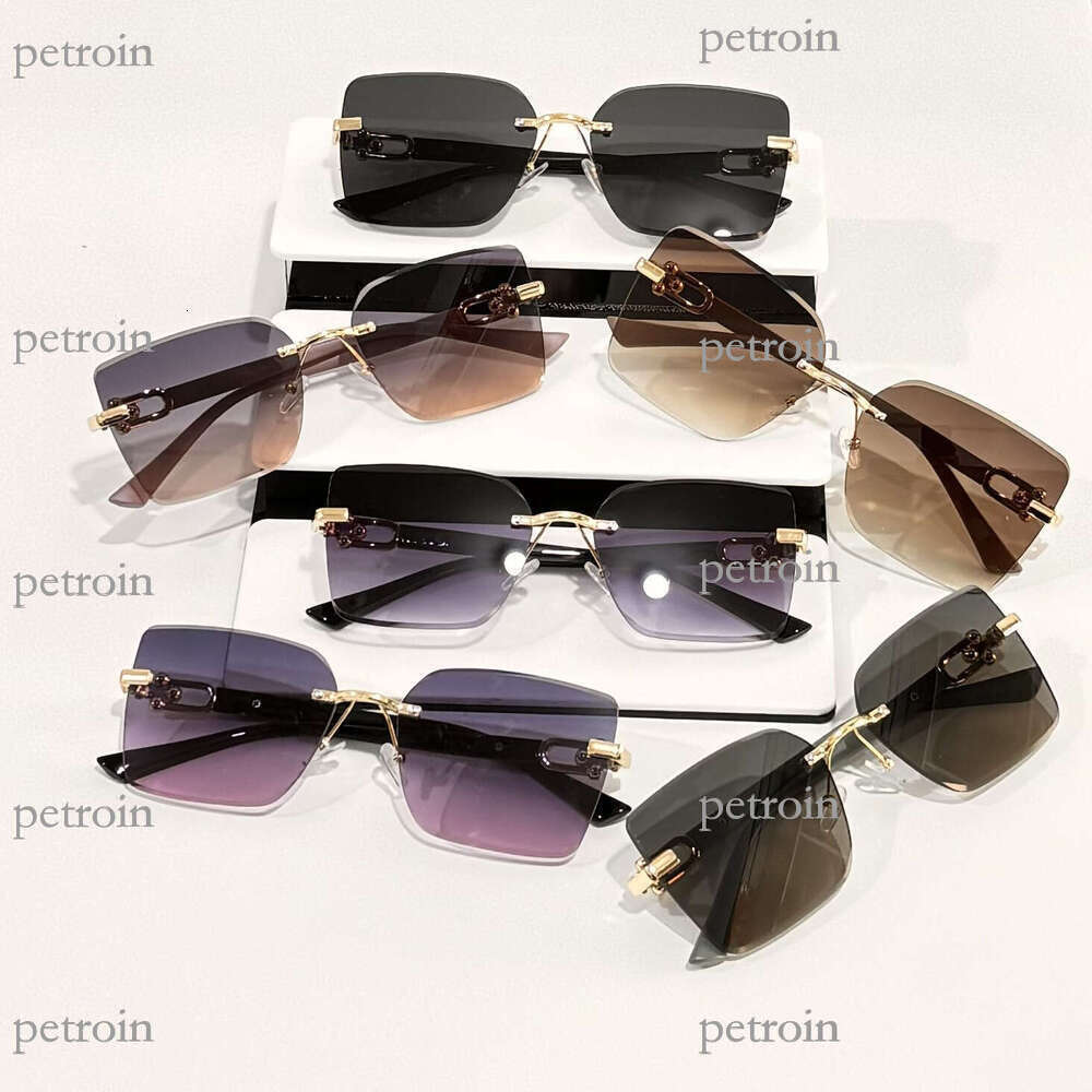 New Style Personality Women's High-end Light Luxury Gradient Color Plain Frameless Glasses Fashion Trendy Sunglasses