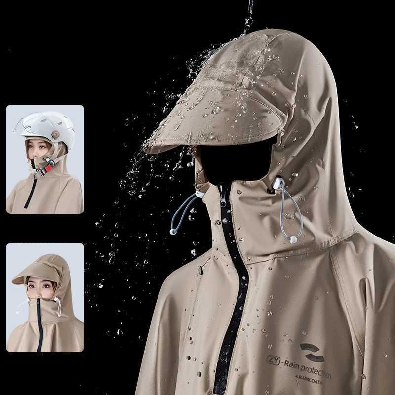 Women Riding A Raincoat Full Body Rainproof Motorcycle Male Adult Oxford Cloth Thick Student Rain Poncho Electric Bike Y250814