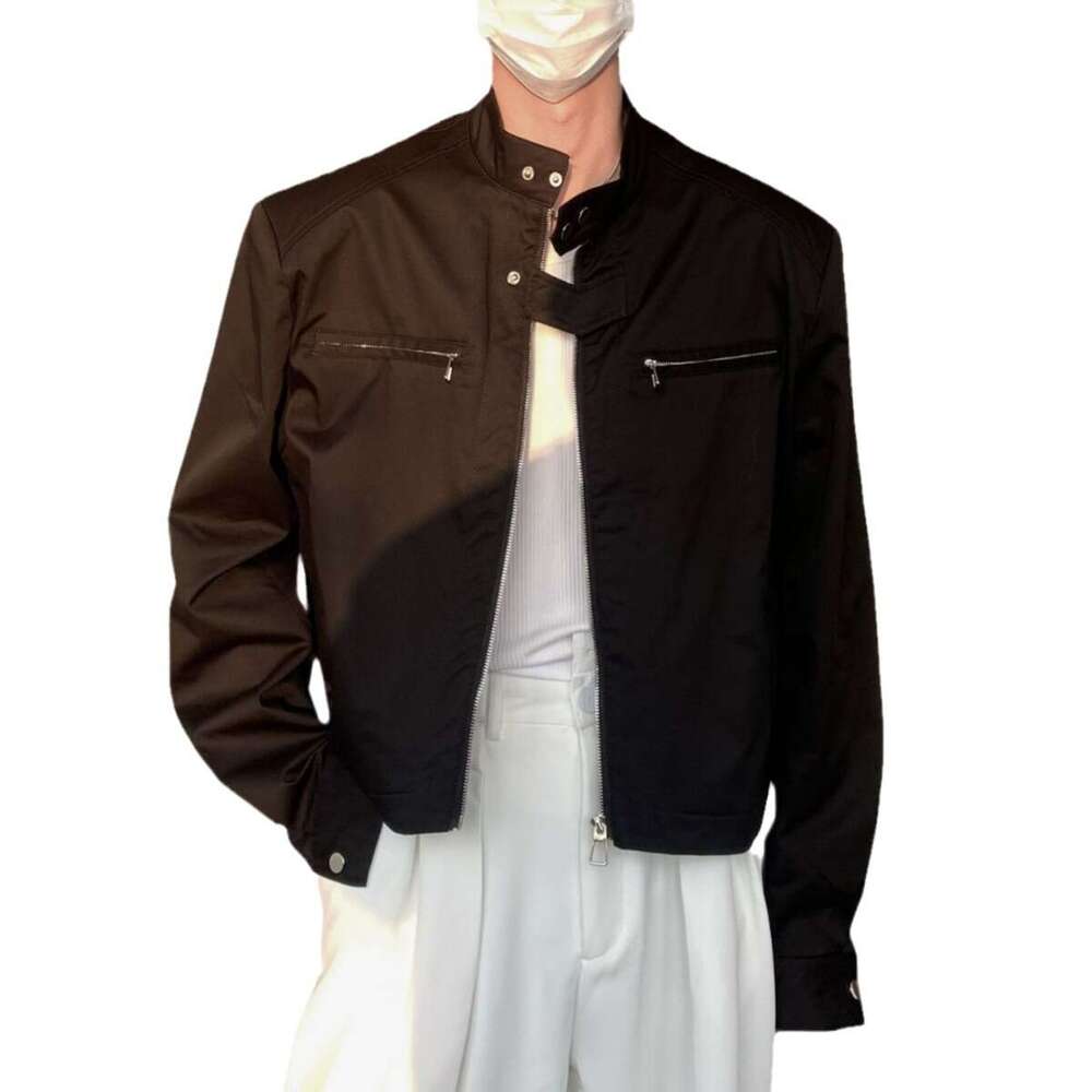 High-End Shoulder-Padded Short Functional For Men, Spring And Autumn, Niche American High Street Trendy Brand, Vibe Style Motorcycle Jacket B5