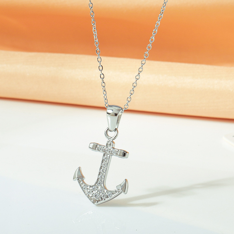 Punk Style Hip-Hop Anchor Simple Necklace Non-Fading Women Summer High-End Zircon Exaggerated Jewelry for Women