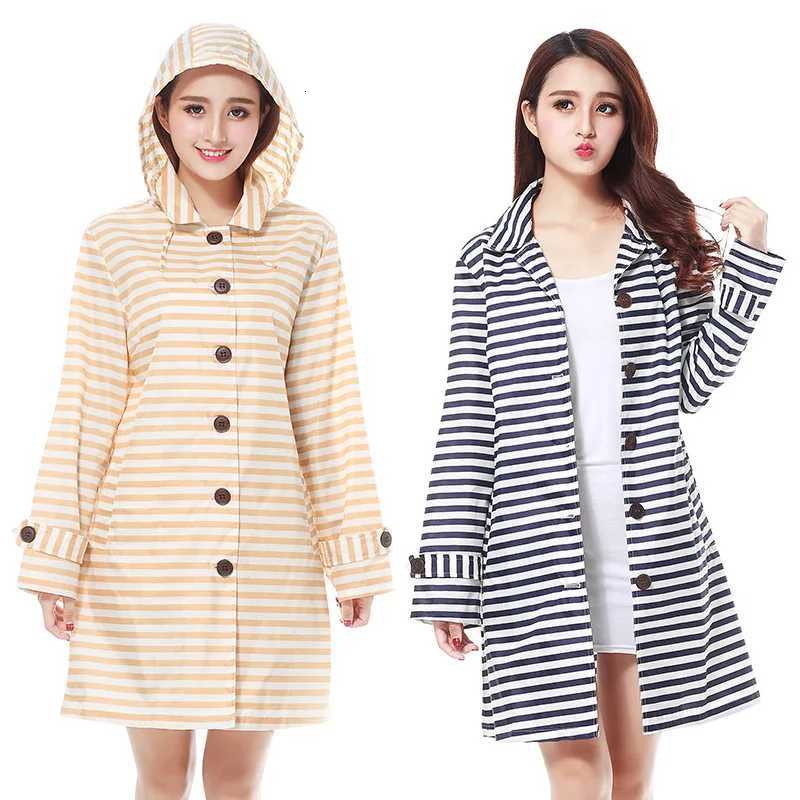 Outdoor Windproof Stripe Raincoat Ultra Light Breathable Adult Men Women Biker Rain Waterproof Button Rain Coat Poncho Y250814