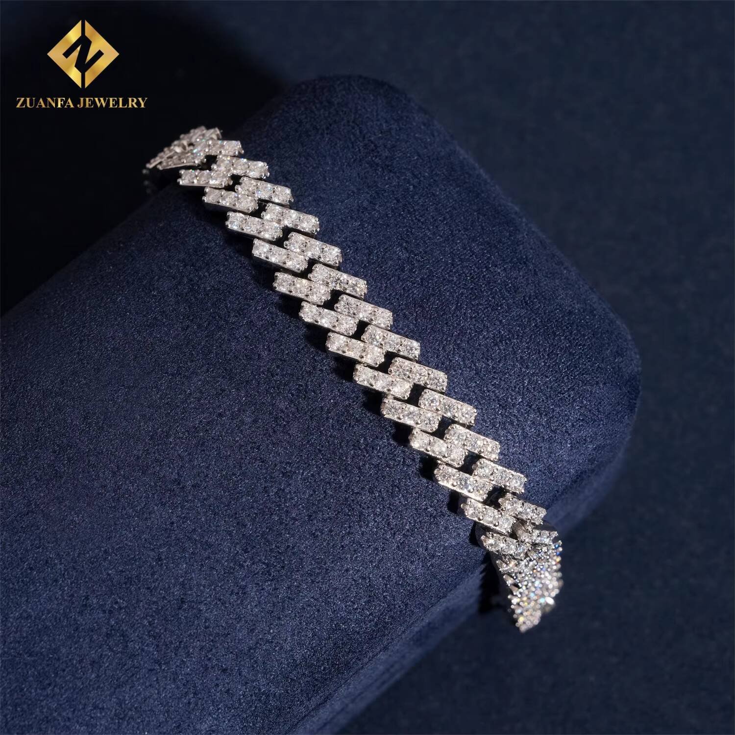 8mm 1 Row Moissanite Cuban Bracelet 925 Silver Fine Jewelry Iced Out Bracelet Hip Hop Bracelet