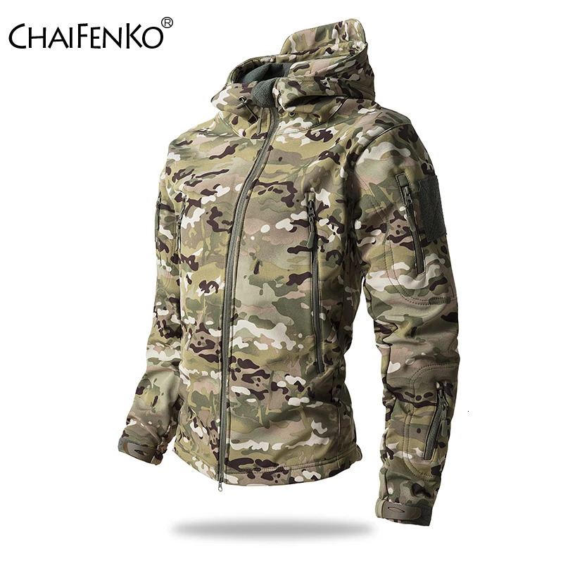 Lurker Shark Skin Soft Shell Tactical Jacket Men Waterproof Fleece Hooded Coat Hunt Clothes Autumn Outdoor Camouflage Jacket 250814