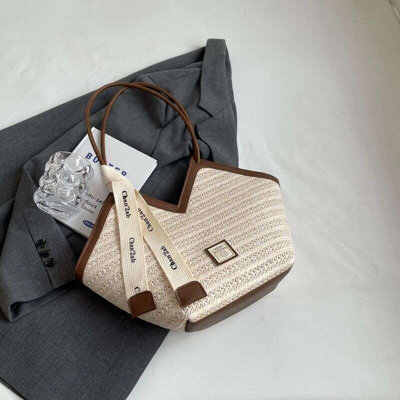 Woven Straw Women's Large Capacity New Summer Versatile Shoulder Texture Popular Commuter Tote Bag