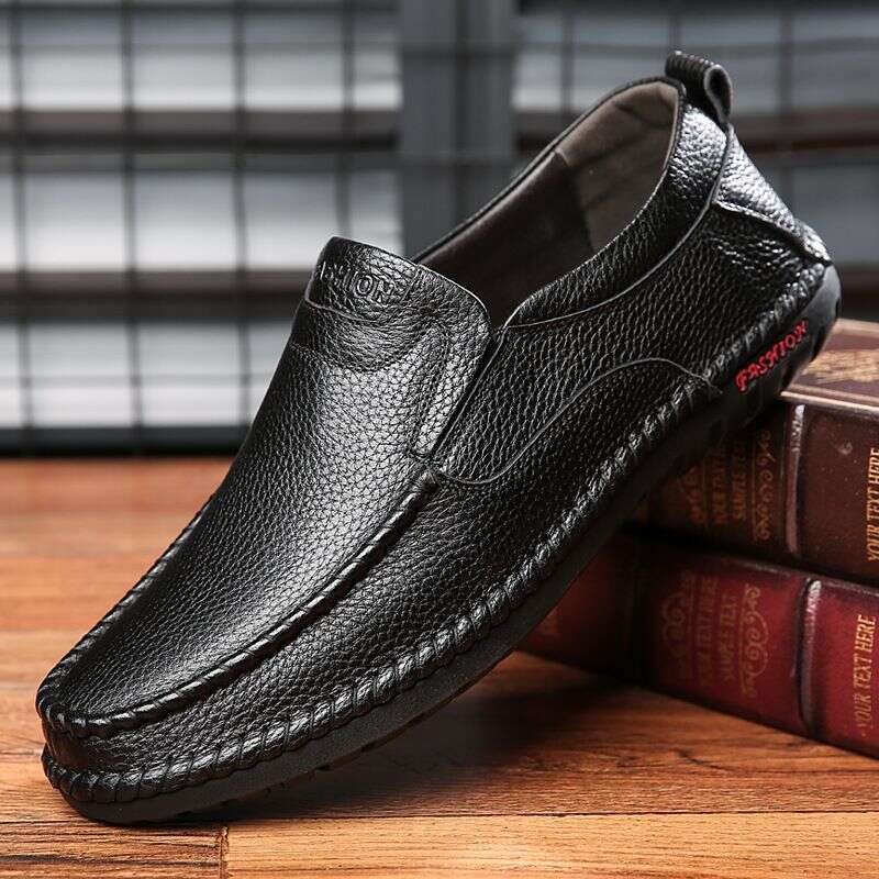 2025 New Cowhide Foot Stomping Shoe Cover, Leather Soft Surface Anti Slip Single Shoe, Casual Men's Shoes