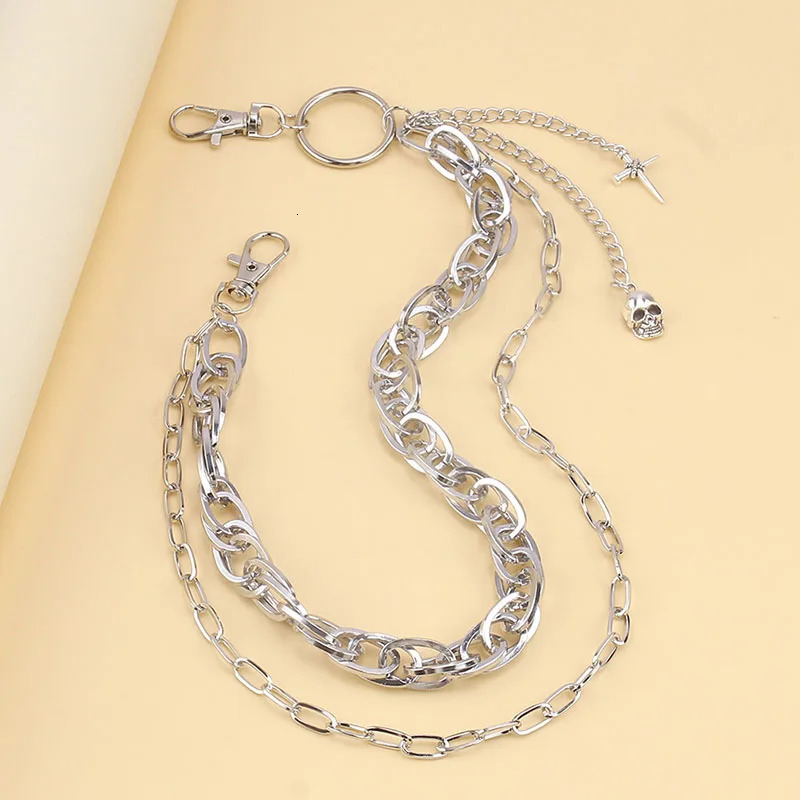 Hip Hop Skull Pants Waist Chain Men Women Cool Jeans Chain Keychain Wallet Chain Gothic Biker Fashion Accessories 250814