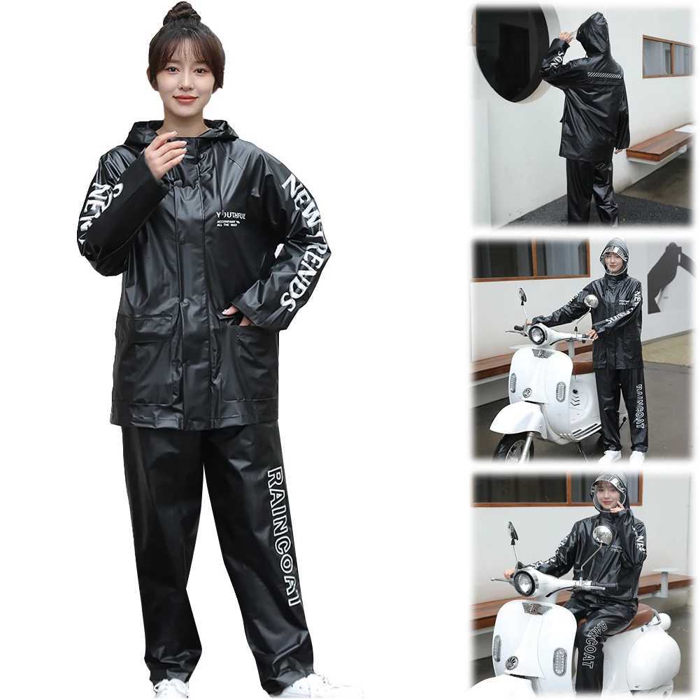 Separate Rain Suit with Hood Top Bottom Rain Gear Waterproof Motorcycle Rainwear for Fishing Hiking Travel Running Y250814