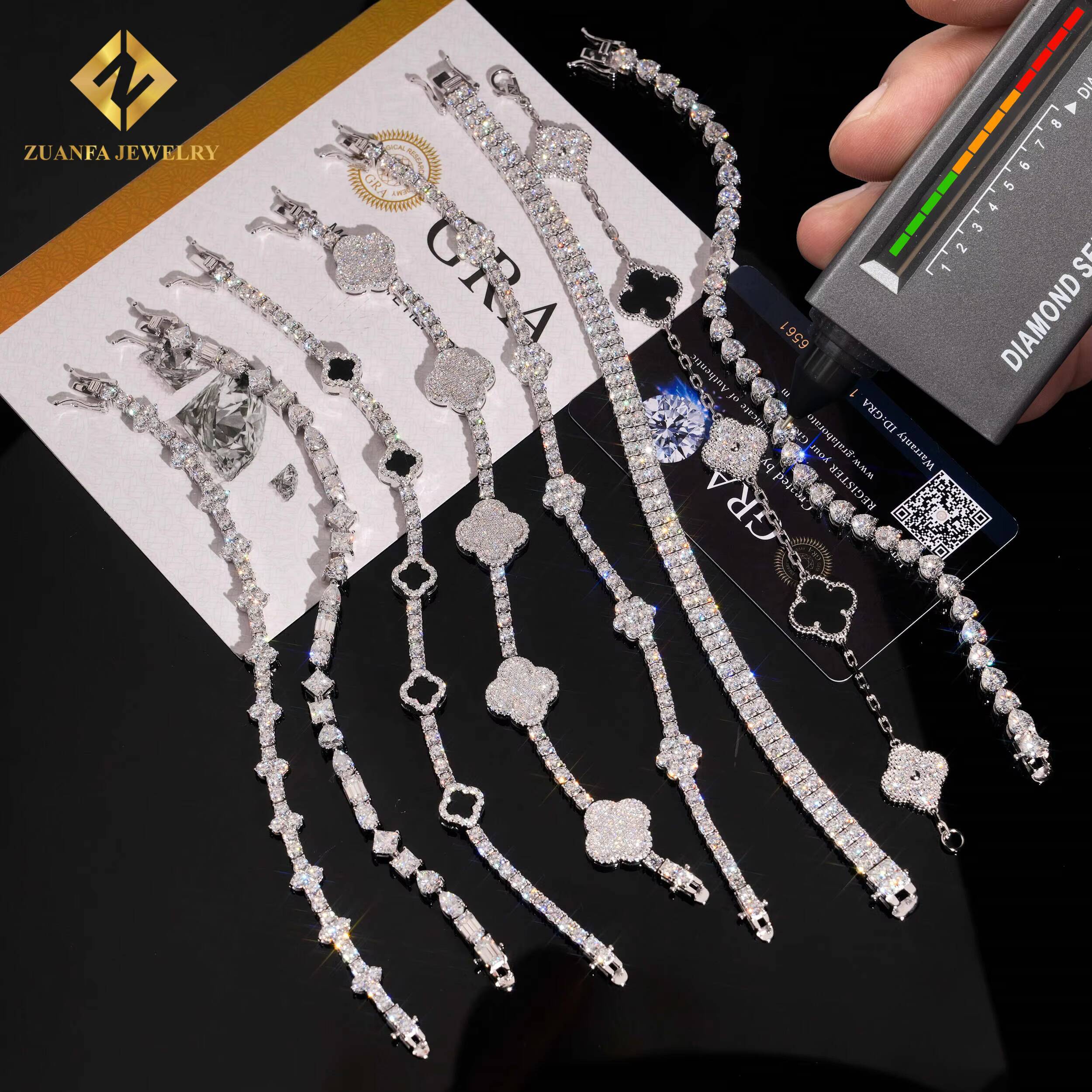 Wholesale Price 925 Sterling Silver Moissanite Pass Diamond Test Tennis Chain Bracelets Fine Jewelry