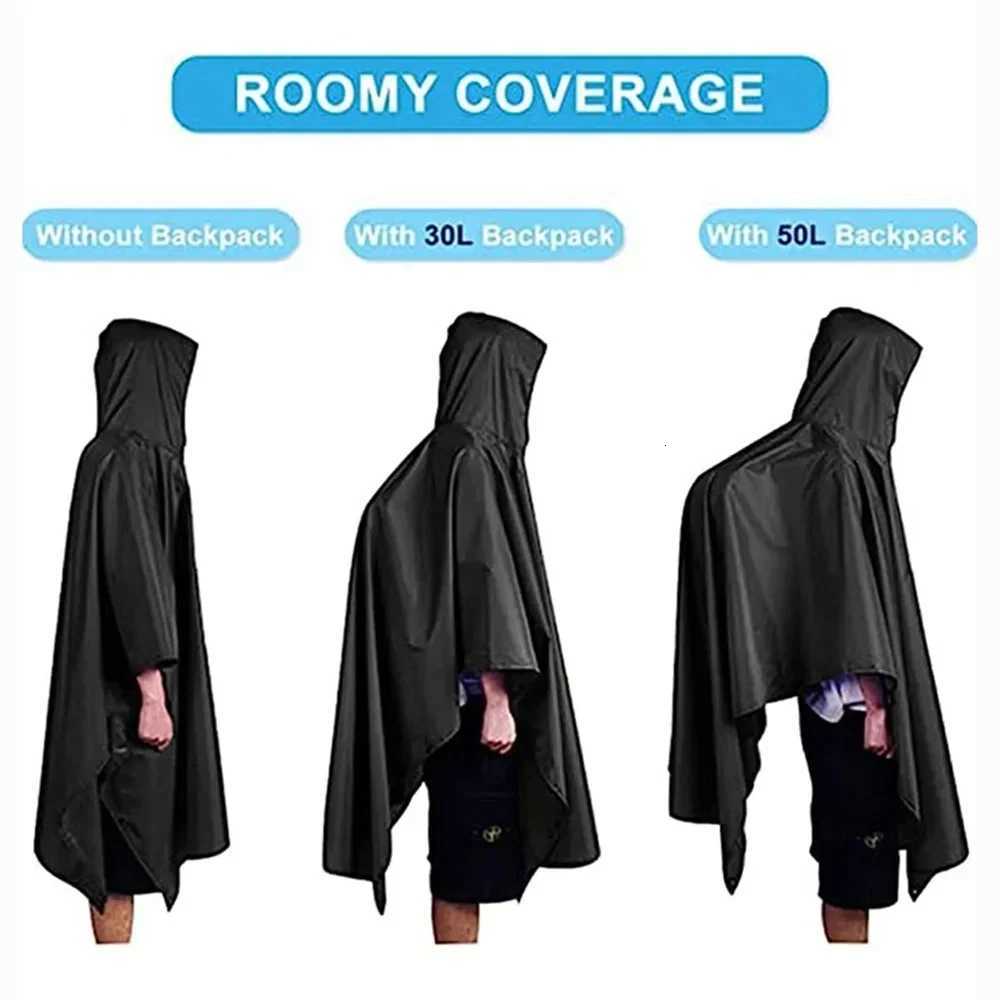 3 In 1 Outdoor Military Raincoat Hooded Sleeve Waterproof Rain Poncho Motorcycle Rain Cover Camping Hiking Travel Rainwear Tent Y250814
