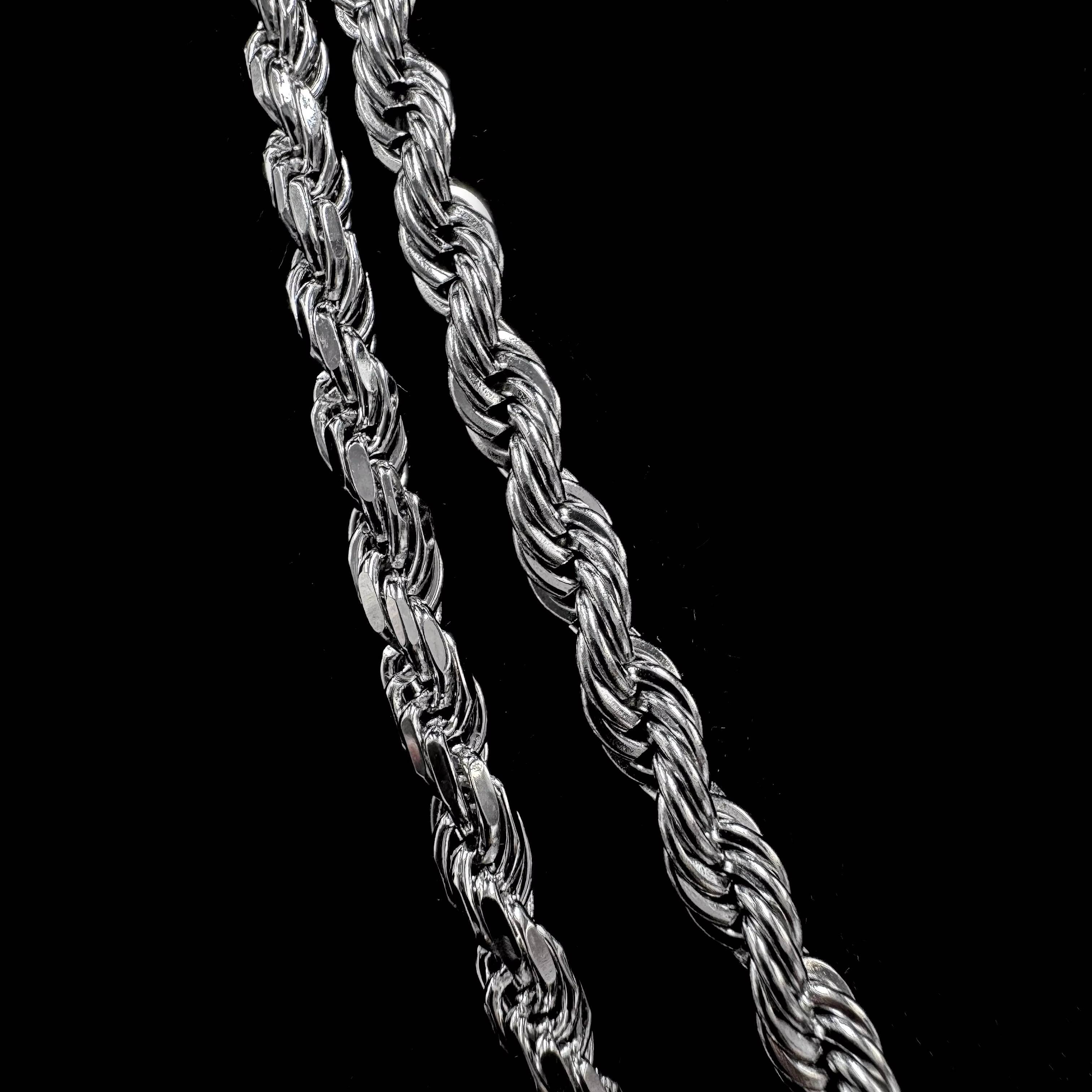 Hip Hop 10k Gold Rope Chain 6mm Width Sterling Silver 22inches Necklace Diamond Cut Rope Chains