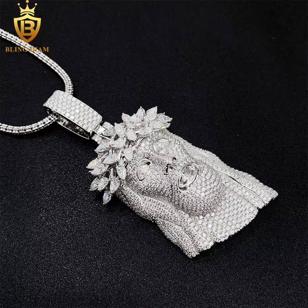Luxury Iced Out Hip Hop Jewelry Jesus Vvs Moissanite Iced Out Pendant 925 Sterling Silver Rose Gold Plated