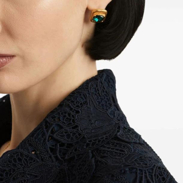 Slimming earrings, oscar stud earrings, emerald earrings, retro court style, square, high-end accessories for women