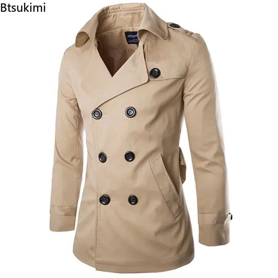 2025 England Style Mens Trench Coat Fashion Cotton Double-breasted Mid-length Jackets Boutique Windproof Coats Business Gentleman W250815