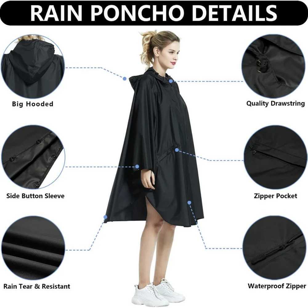 New 3 in 1 Outdoor Raincoat Hooded Sleeve Waterproof Rain Cover Lightweight Multifunction Outdoor Rainwear Hiking Travel Y250814