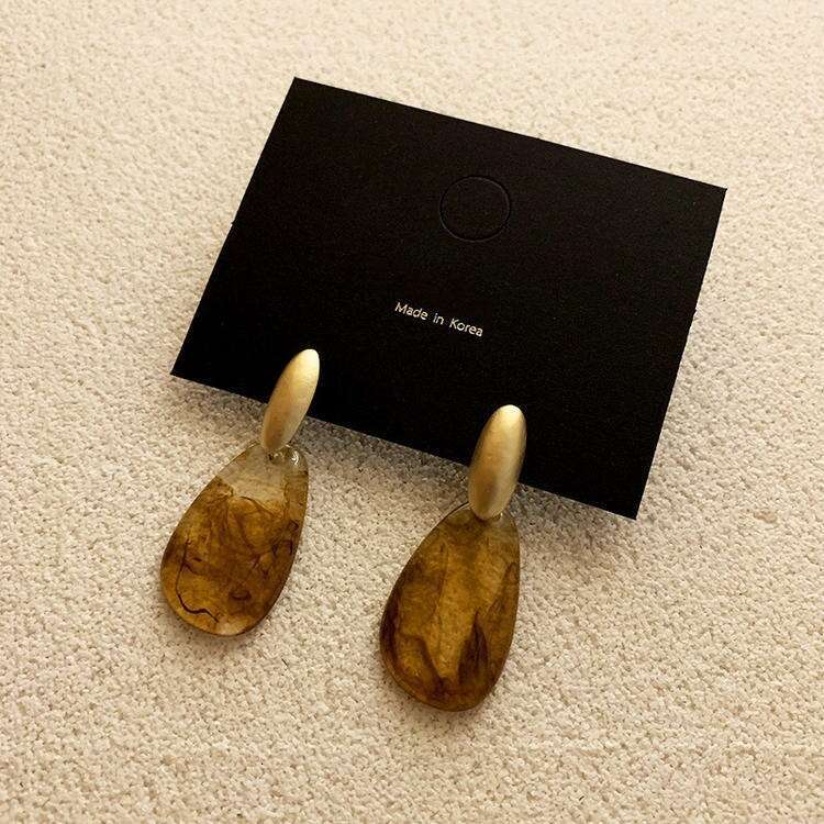 Korean Dongdaemun Design Sense Niche Resin Acrylic Brushed Personality Temperament Minimalist Earrings for Women