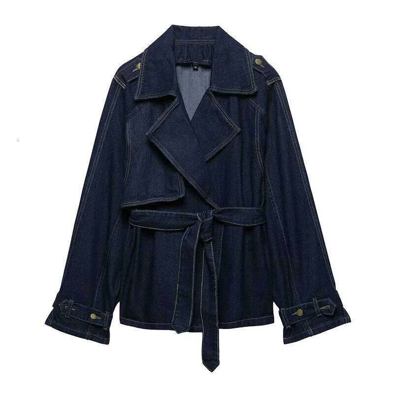 Designer Clothing 2025 Willshela Women Fashion With Belt Denim Blue Hidden Breasted Jackets Vintage Lapel Neck Long Sleeves Female Chic Lady Outfits