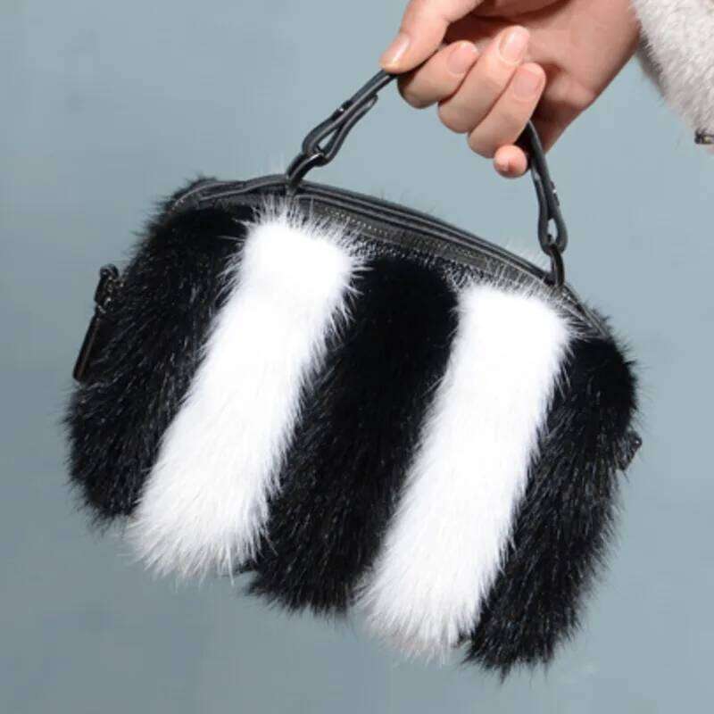 Designer bag 52 Real Mink Fur For Women Winter Handbags Crossbody Single Shoulder Bag Evening Bags Ladies Fluffy Handbag