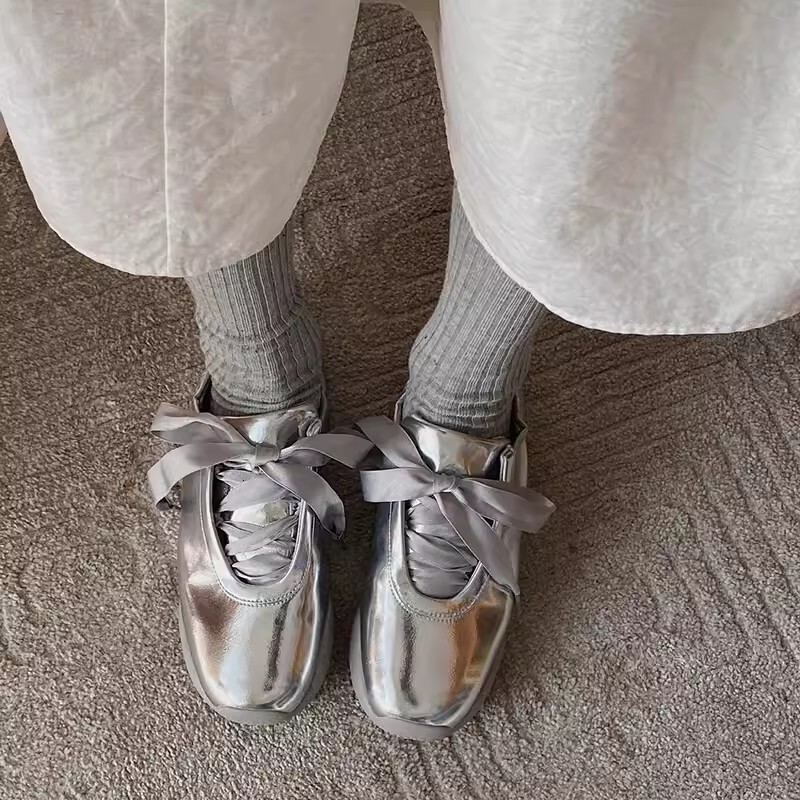 2025 New Ballet Shoes Designer Soft soled Sports Shoes Silk Single Shoes