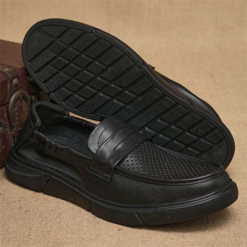 Men's Lefu New One Step Casual Business Top Layer Cowhide Bean Soft Leather Shoes