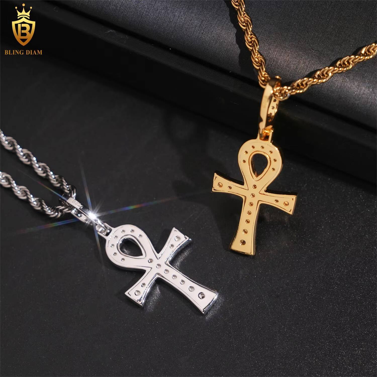 Fashion Fine Jewelry VVS Moissanite 925 Sterling Silver Hip Hop Luxury Iced Out Cross Pendant