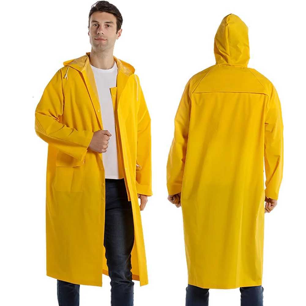 Thickened Long Pvc One-piece Raincoat Outdoor Labor Protection Duty Dual Purpose Windbreaker Poncho Riding Raincoat Y250814