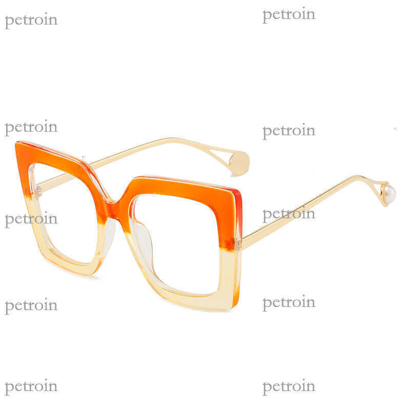 New Large Fashionable Personality Non-Prescription for Women Full Square Two-Tone Frame Blue Light Blocking Glasses Trendy