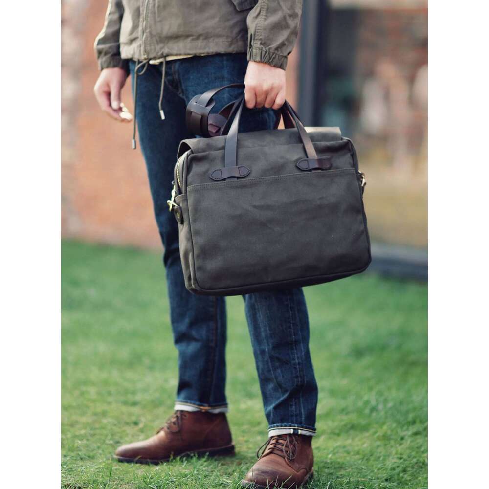 Designer bag 52 Tailor Brando American Vintage Men's Business Briefcase S ize 40*30*10cm Heavy Duty Oil Waxed Canvas 70256 Tote 15" Computer