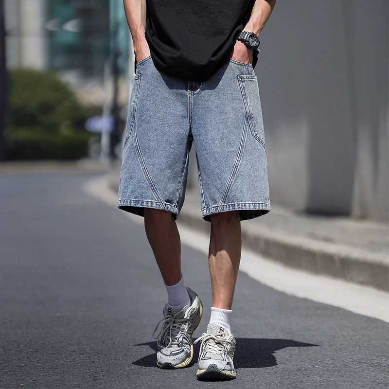 Spring Washing Jean Pants Men Street Cowboy Denim Shorts Neutral Loose Cropped Pants Casual Fashion Pocket Big Size 6xl 7xl 8xl Y250814