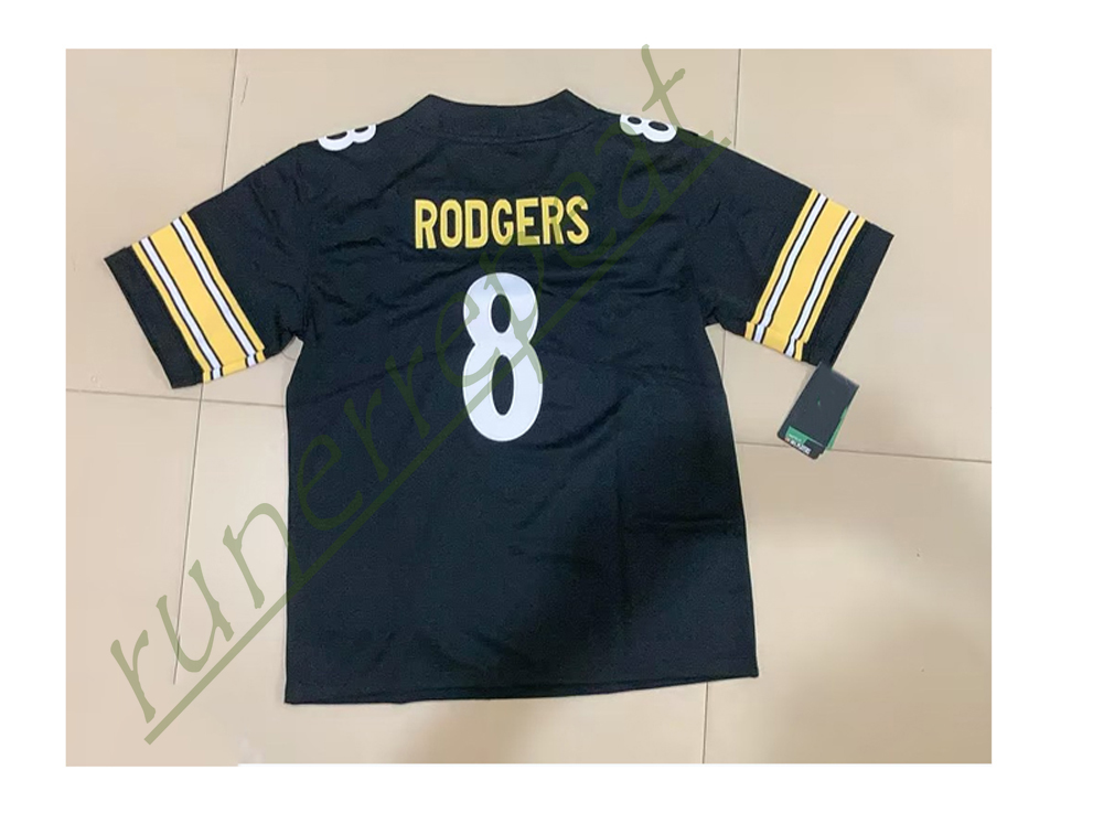 Personalized 8 Aaron Rodgers Will Howard Custom Football Jersey Metcalf WATT Fields Fitzpatrick Wilson Embroidered Letter Number Design Any name any Number Letter