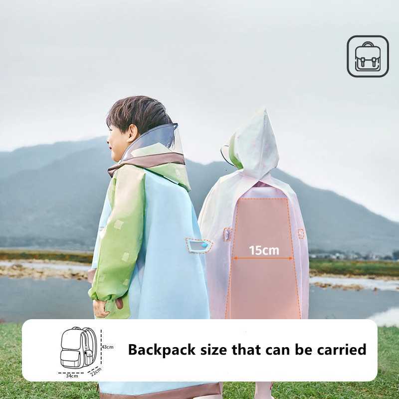 Korean Cute Kids Raincoat Waterproof Children Animal Style Rain Poncho Rain Coat With Backpack Position Student RainWear Y250814