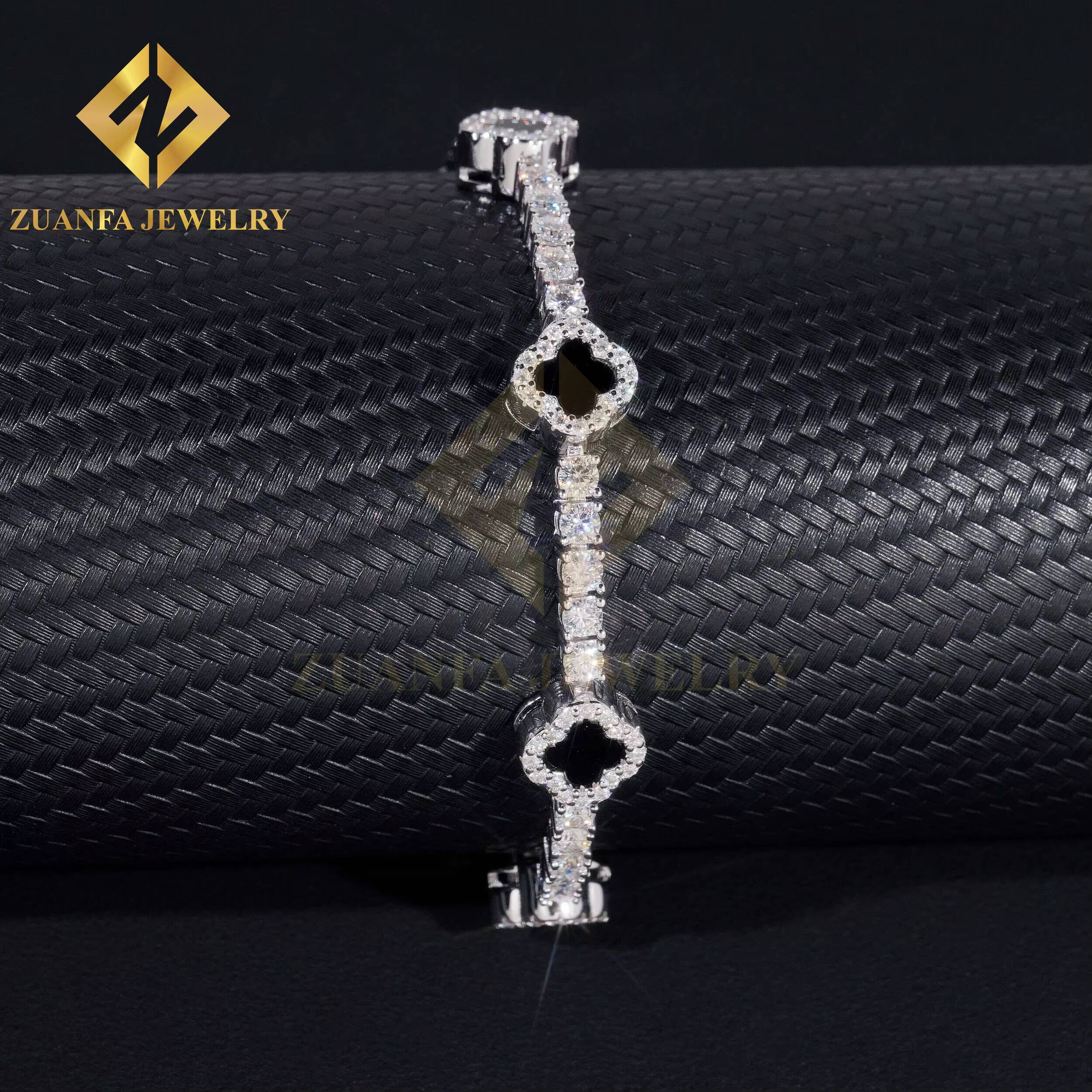 Fine Jewelry Hot Sale Agate Clover Bracelets Sterling Silver 925 Gold Plated Moissanite Tennis Chains Bracelet