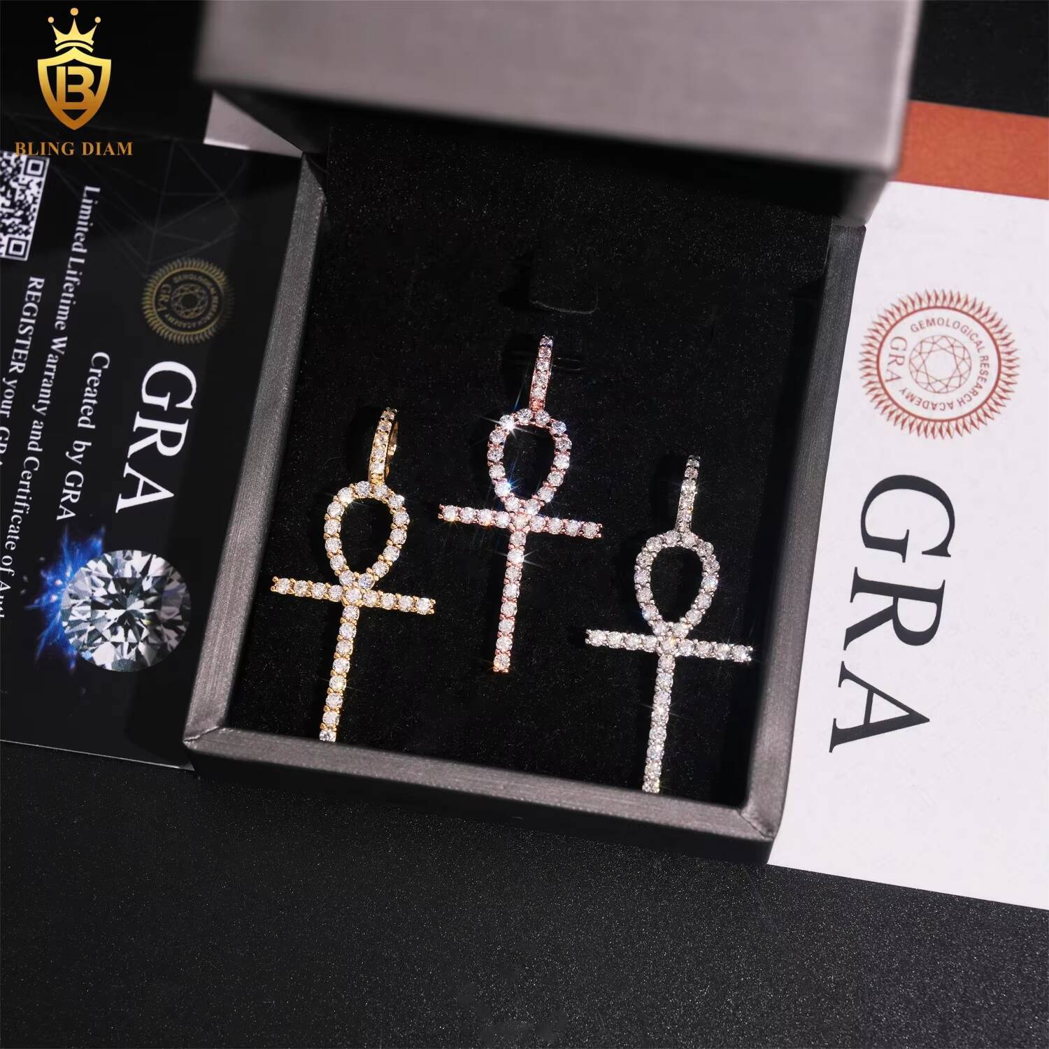 Fine Jewelry 925 Sterling Silver Luxury Diamond VVS Moissanite Custom Cross Pendant