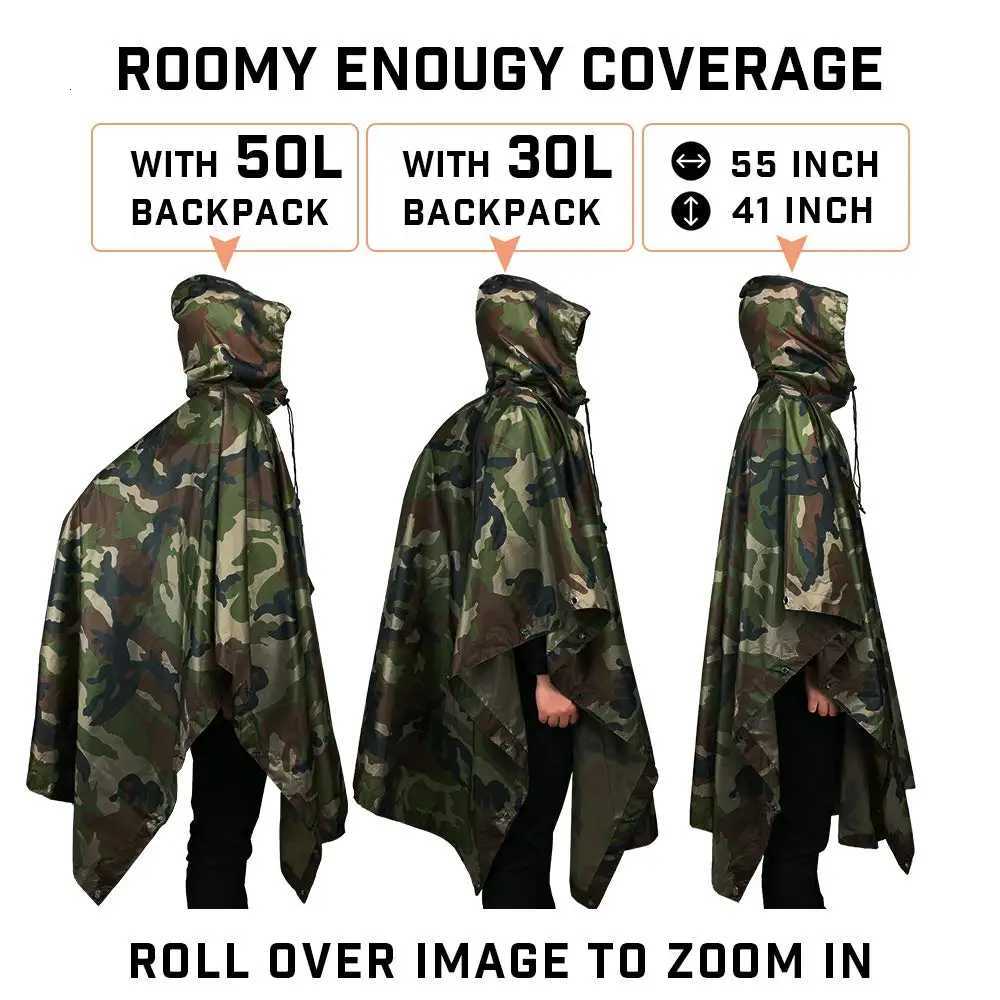 US Woodland Camouflage Tactical Waterproof Rain for Hunting Mens Military Camo Raincoat for Women Portable Poncho Y250814