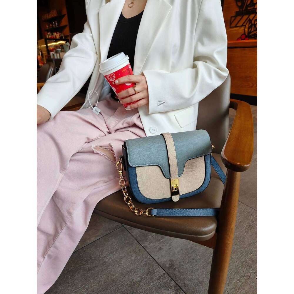 Designer Bags 2024 New Collision Color Underarm Saddle Genuine Leather Women's Head Layer Cowhide Single Shoulder Crossbody Bag Luxury Bag