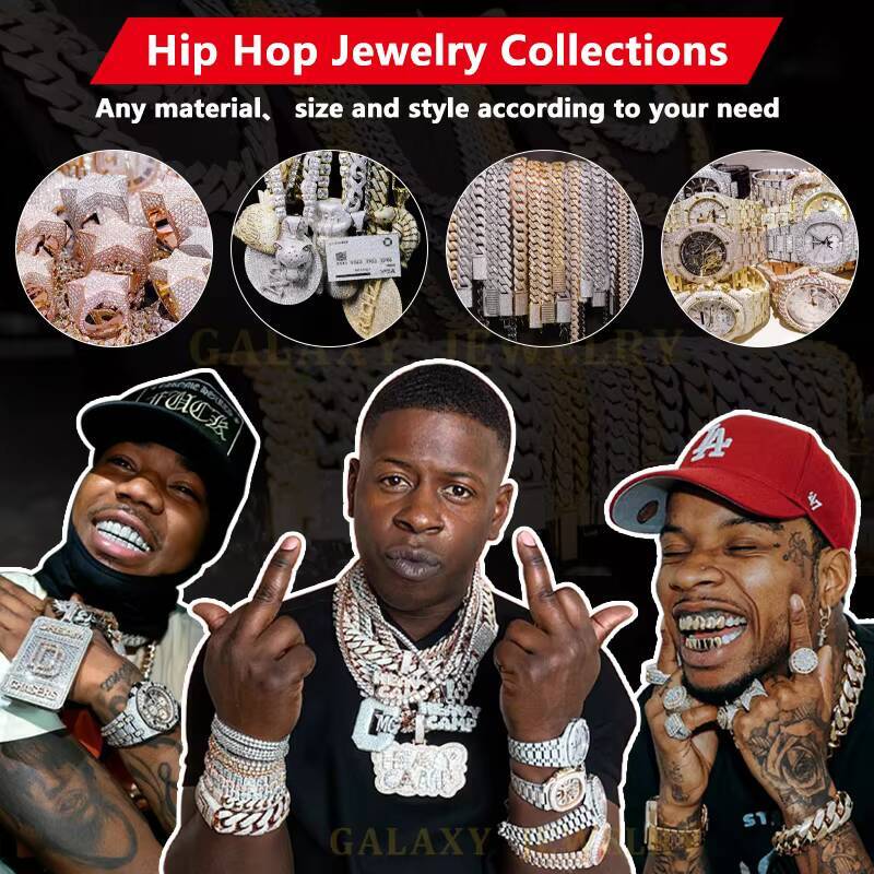 Iced Out 3rows Hook Cuban 12mm 14mm 16mm 18mm 20mm Pass Diamond Tester Silver 925 Jewelry Vvs Moissanite Miami Cuban Link Chain