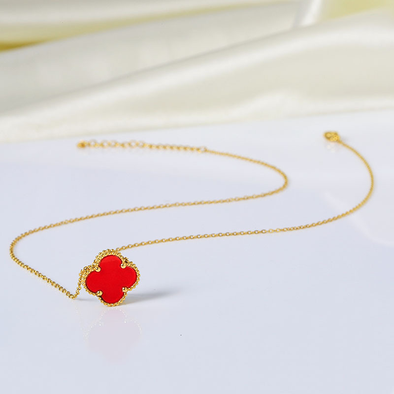 Four-leaf Clover Necklace High Version V Gold Craft Women Non-Fading Two-Way Wear Natural Mother-of-Pearl High-End Accessory Jewelry for Women