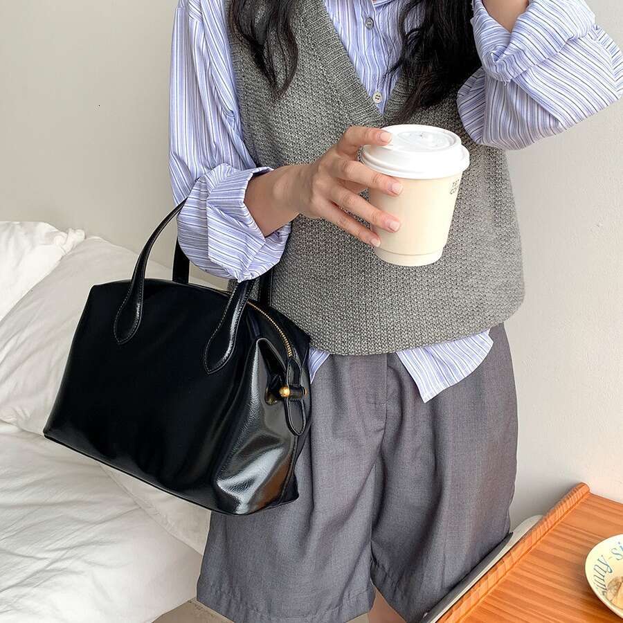 Korean Autumn Winter Soft Leather Handbag Tote High-end Elegant Bags Designer Women Single Shoulder for Women Versatile Large Capacity PU Commuter Bag