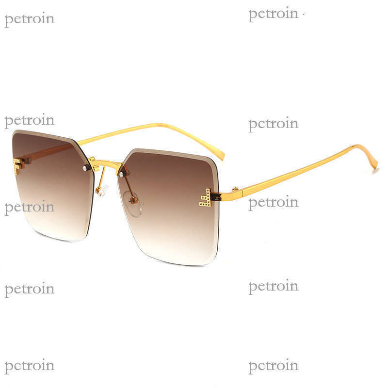 2024 New Metal Frameless Edge-Cut Fashion Trend Internet Celebrity Gradient Color Personality Wear Women's Sunglasses