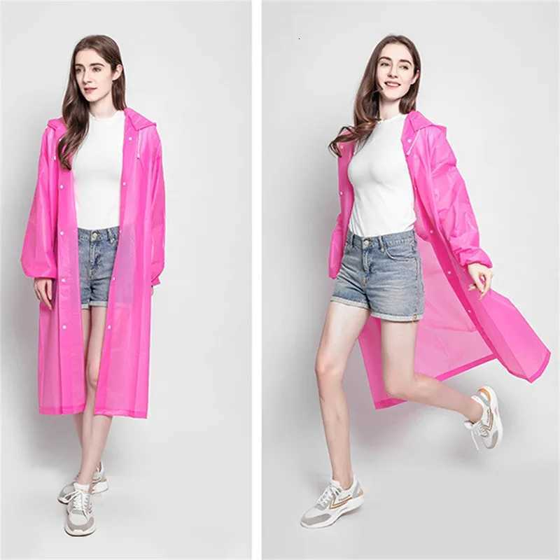 PEVA Women Man Raincoat Adult Clear Transparent Camping Rainwear SuitThickened Waterproof Rain Poncho Coat Y250814