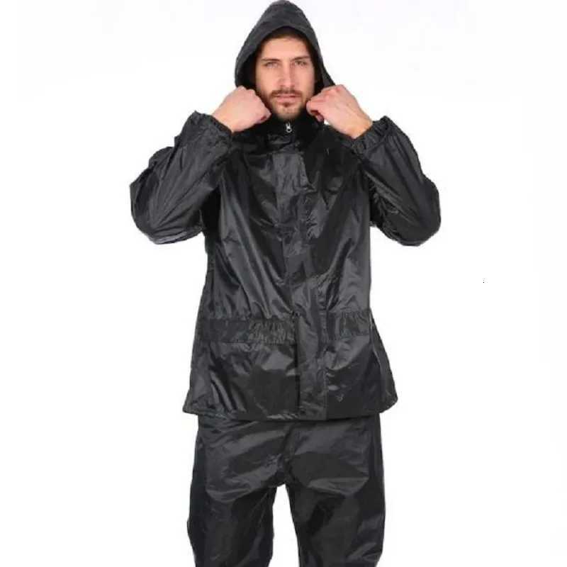 Black Motorcycle Black Adult Raincoat Waterproof Rain Gear Suit Men Outdoor Pants Set Hiking Rainwear Raincoat Women Windbreaker Y250814