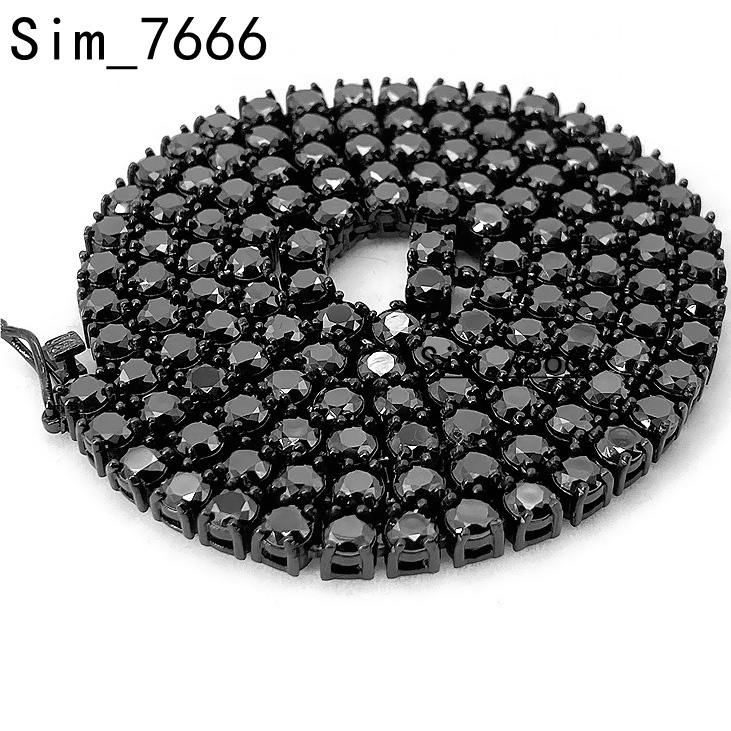 5MM Fashion Luxury Necklace Sterling Silver 925 VVS Black Moissanite Diamond Tennis Chain
