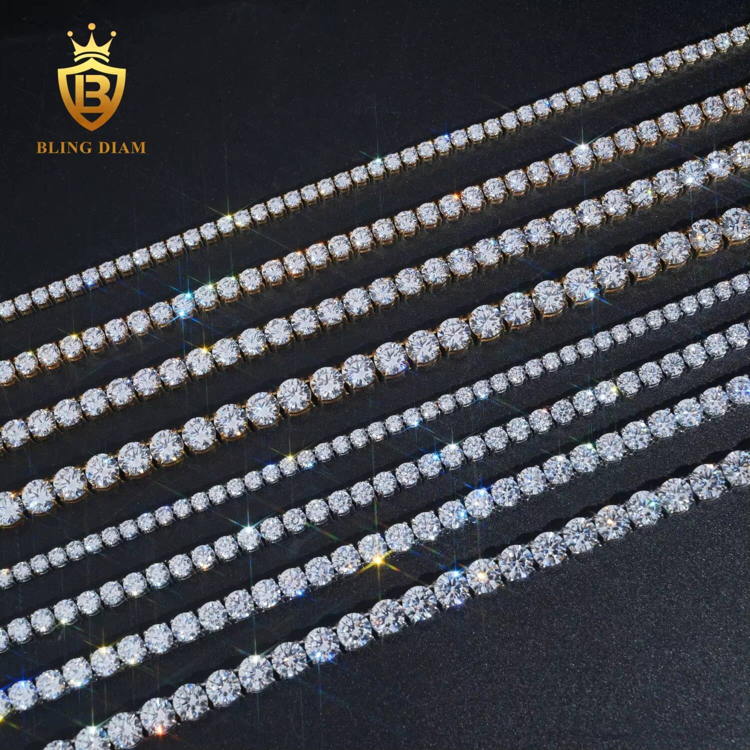 Wholesale Price Fashion Stainless Steel Tennis Chain 3mm-6mm Moissanite Tennis Bracelet Necklace Iced Out Luxury Jewelry