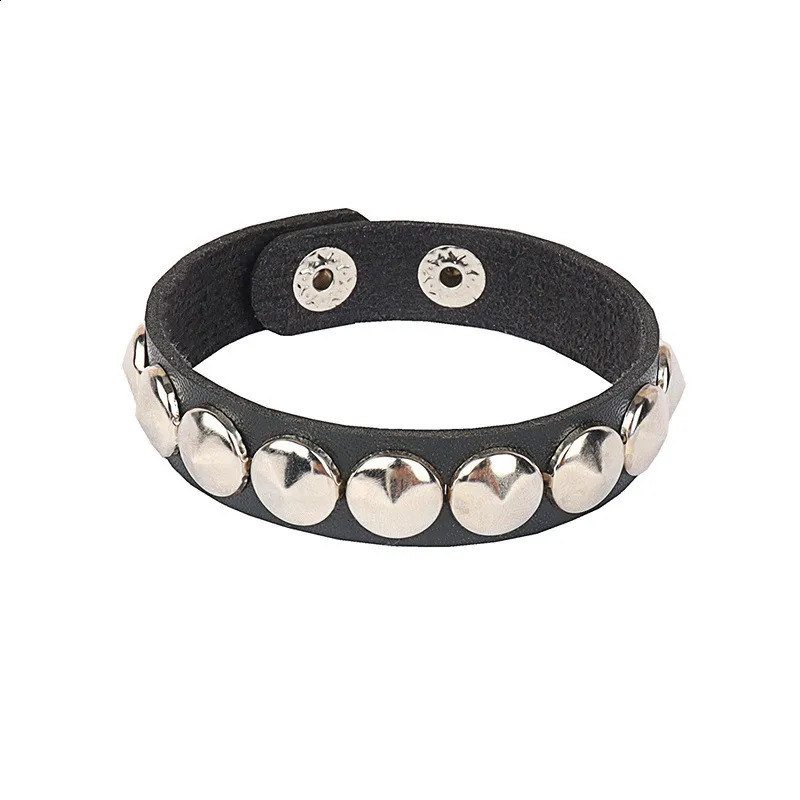 Punk Bracelet for Men Women Goth Black Leather Wristband with Metal Spike Studded Spike Rivets Cuff Bangle Adjustable 250812