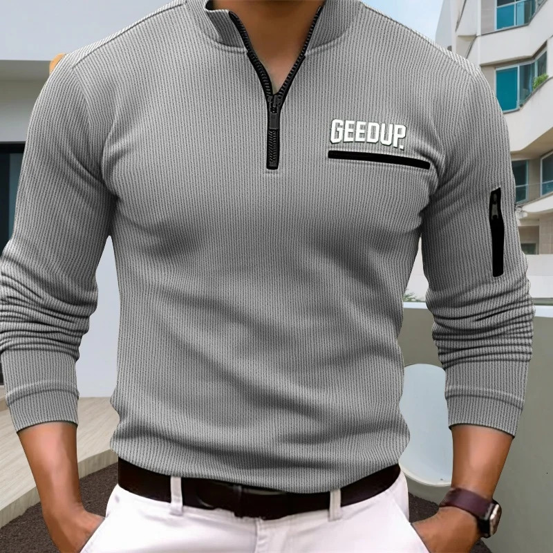 Spring and autumn light y mature leisure mens sports British retro style striped zipper arm fashion outdoor long sleev 250814