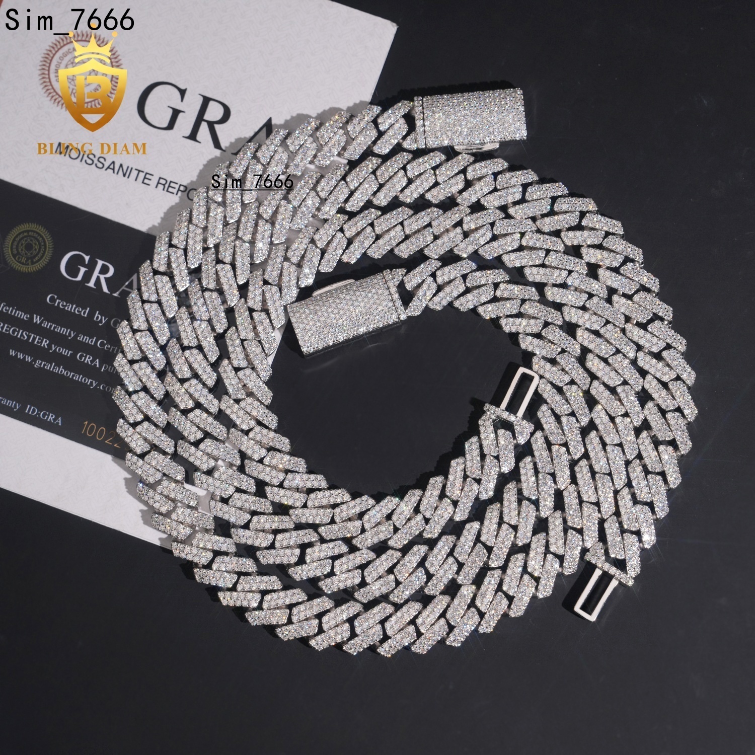 Hip Hop Style Pass Diamond Tester 13mm Vvs Moissanite Cuban Necklace Iced Out 925 Silver Cuban Link Chain for Men Women