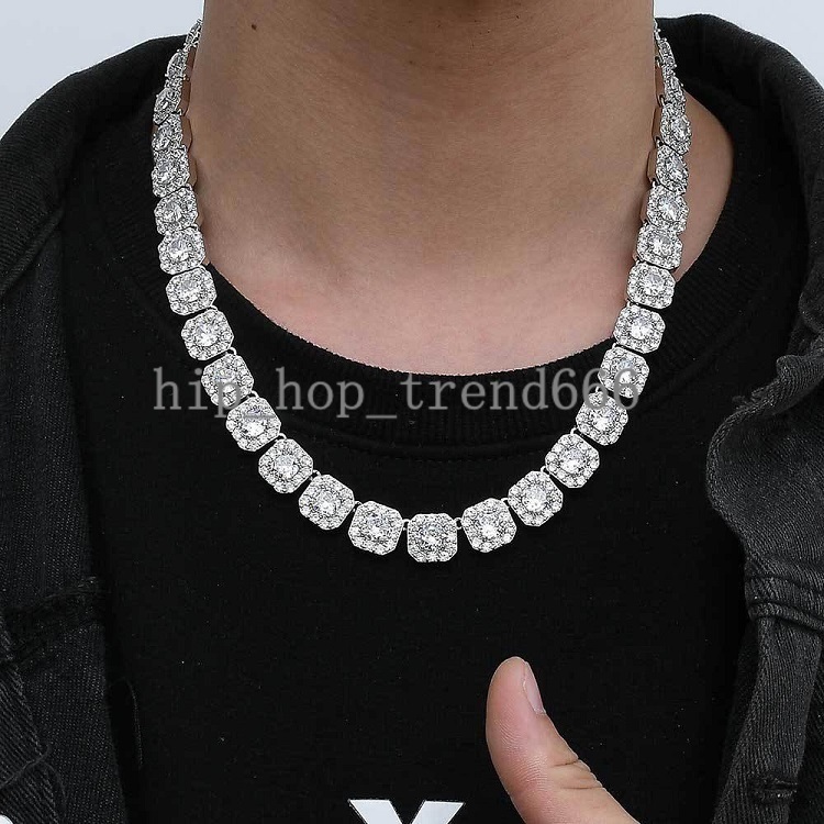 New Design Jewelry 8mm 10mm 12mm Wide 925 Solid Silver D/VVS Moissanite GRA Certificate Tennis Link Chain for Mans Necklace