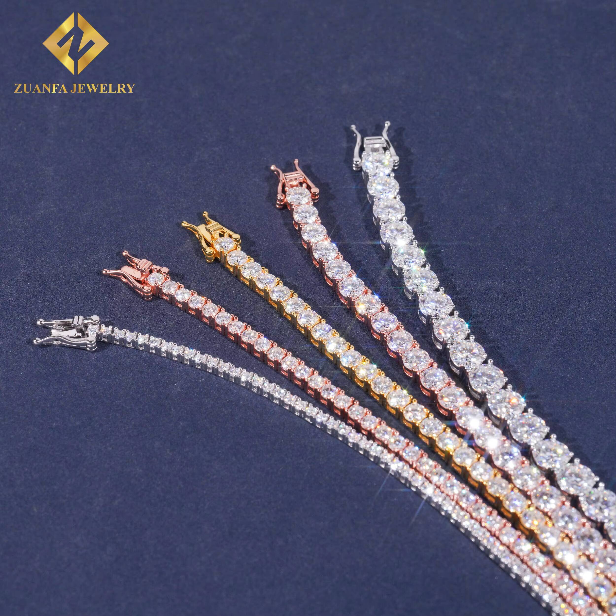 Hot Sale Tennis Bracelet 925 Sterling Silver 18K Gold Plated Moissanite Diamond Tennis Chain Necklace Bracelet Large Store