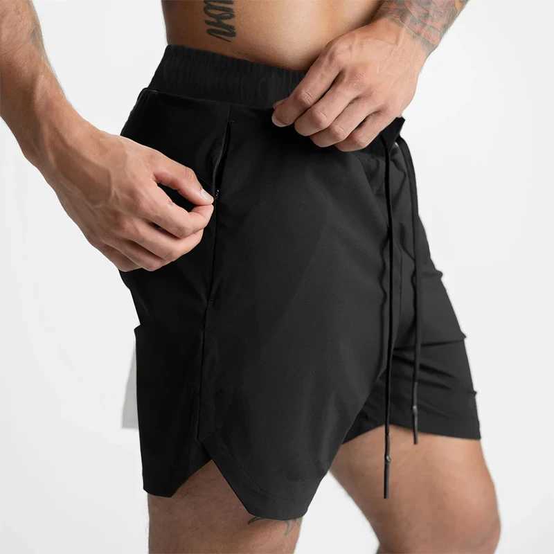 2024 Mens Single-Layer Woven Quick-Drying Solid-Color Shorts for Running Fitness and Casual Wear (American Fifth Pant Style) Y250814